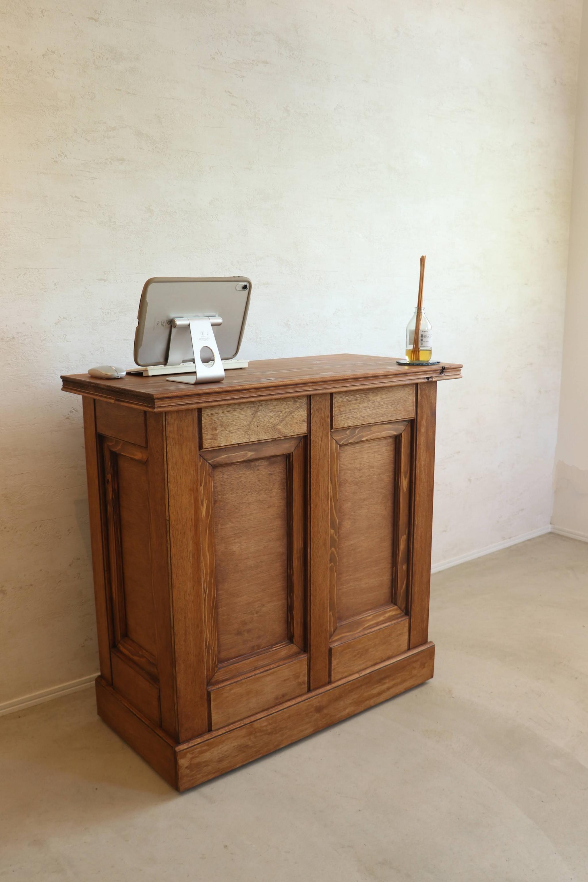 アンティークカウンター レジ台 キャッシャー バーカウンター 受付 サイドテーブル 水槽台 ディスプレイ 店舗什器 | 4枚目